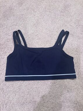 Gymshark Navy Double-Strap Sports Bralette with Light Blue Trim